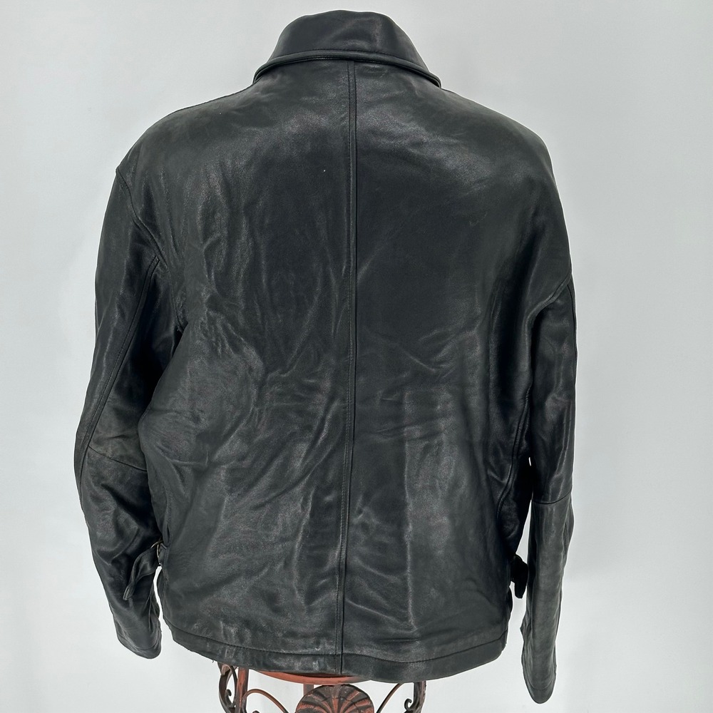 Marc New York Andrew Marc Moto Bomber Black Leather Jacket Size L READ - Picture 9 of 10